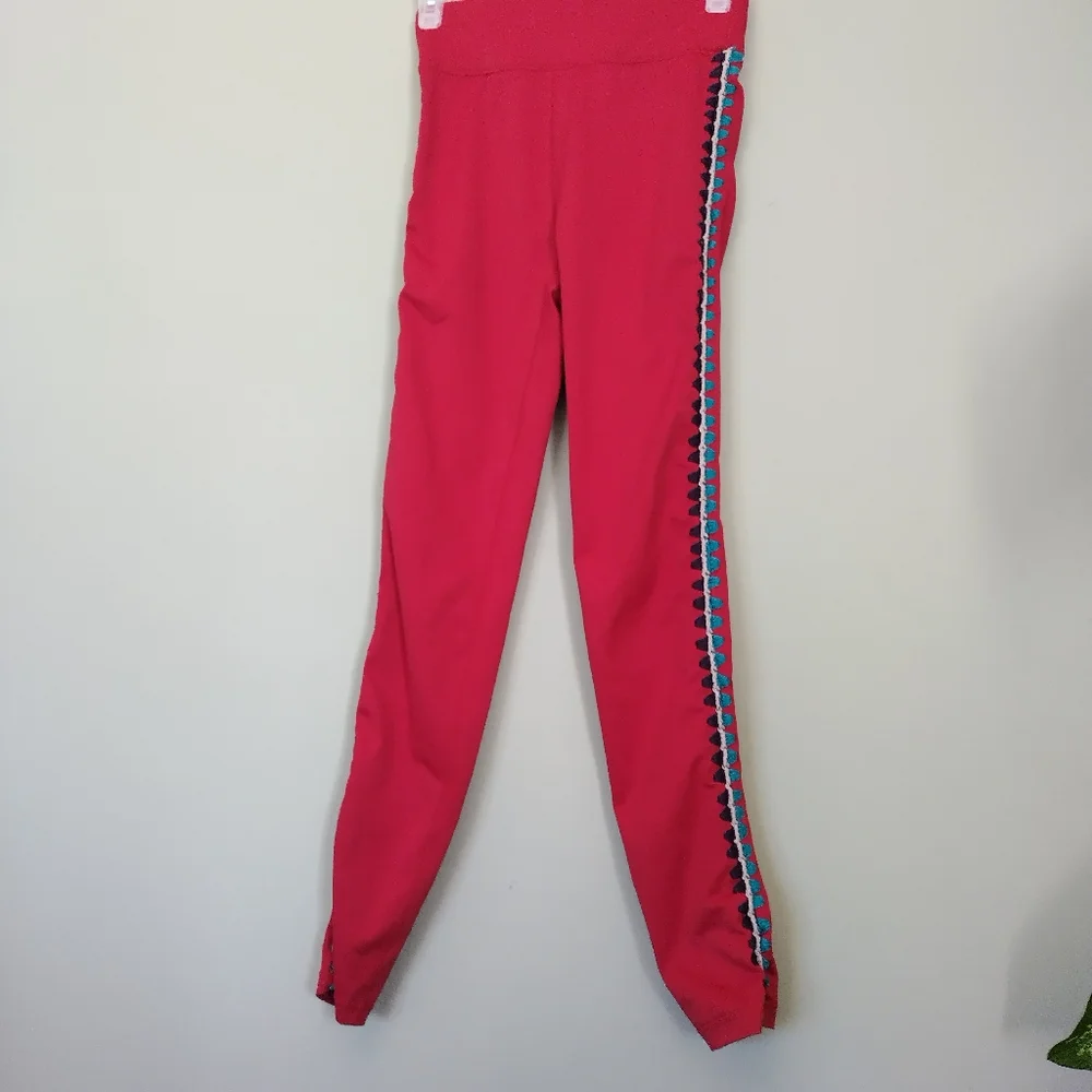 Carbon38 Womens XS Red Crochet Side Seam High Waisted Leggings - Picture 7 of 11